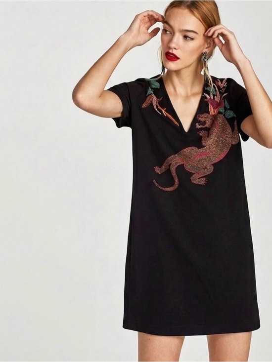 Zara Dresses & Skirts - Zara Black dress  with Multicolor Embroidery